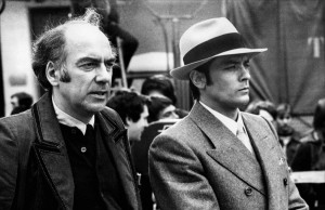 Jacques Deray et Alain Delon sur le tournage de Borsalino